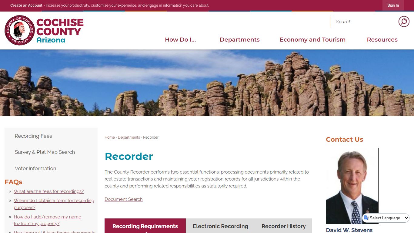 Recorder | Cochise County, AZ